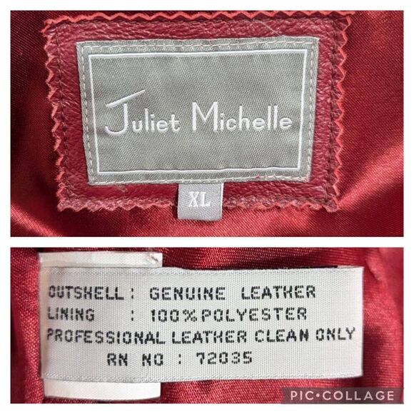 Vintage Genuine Leather Maroon Red Motorcycle Biker Jacket Punk Rocker Size XL - Picture 6 of 10